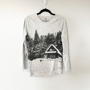 Roots Canada long sleeve tunic shirt mountain winter scene women’s xsmall
